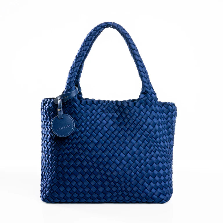 BASIC. NAVY BLUE BRAIDED NEOPRENE BAG Roviralta Joiers