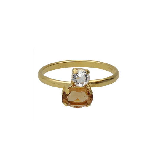 Anillo cerrado cristal champán en Plata baño Oro de Clarity