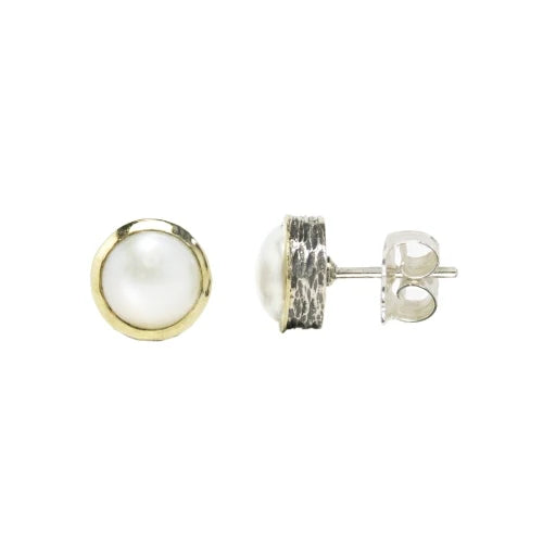 Silver and Gold Earrings with Pearl