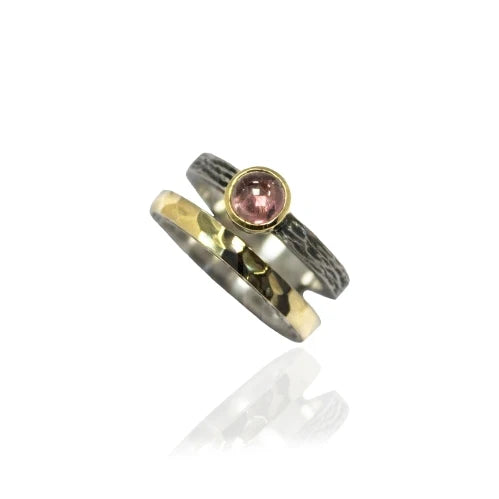 Anillo de Plata y Oro con Turmalina Rosa