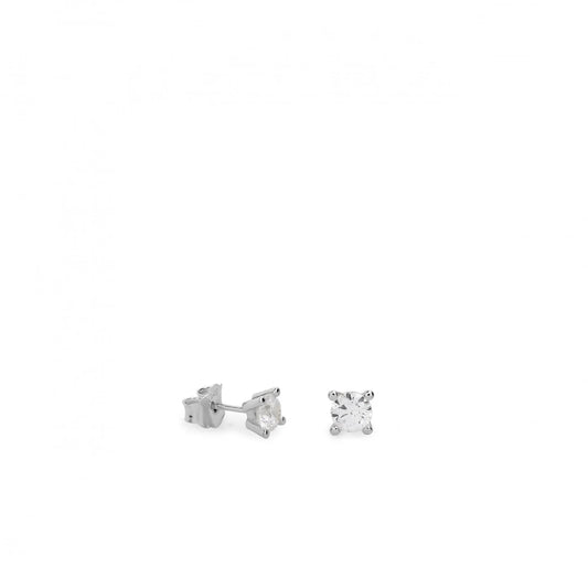 Pendientes pequeños plata diseño 4 garras con circonita