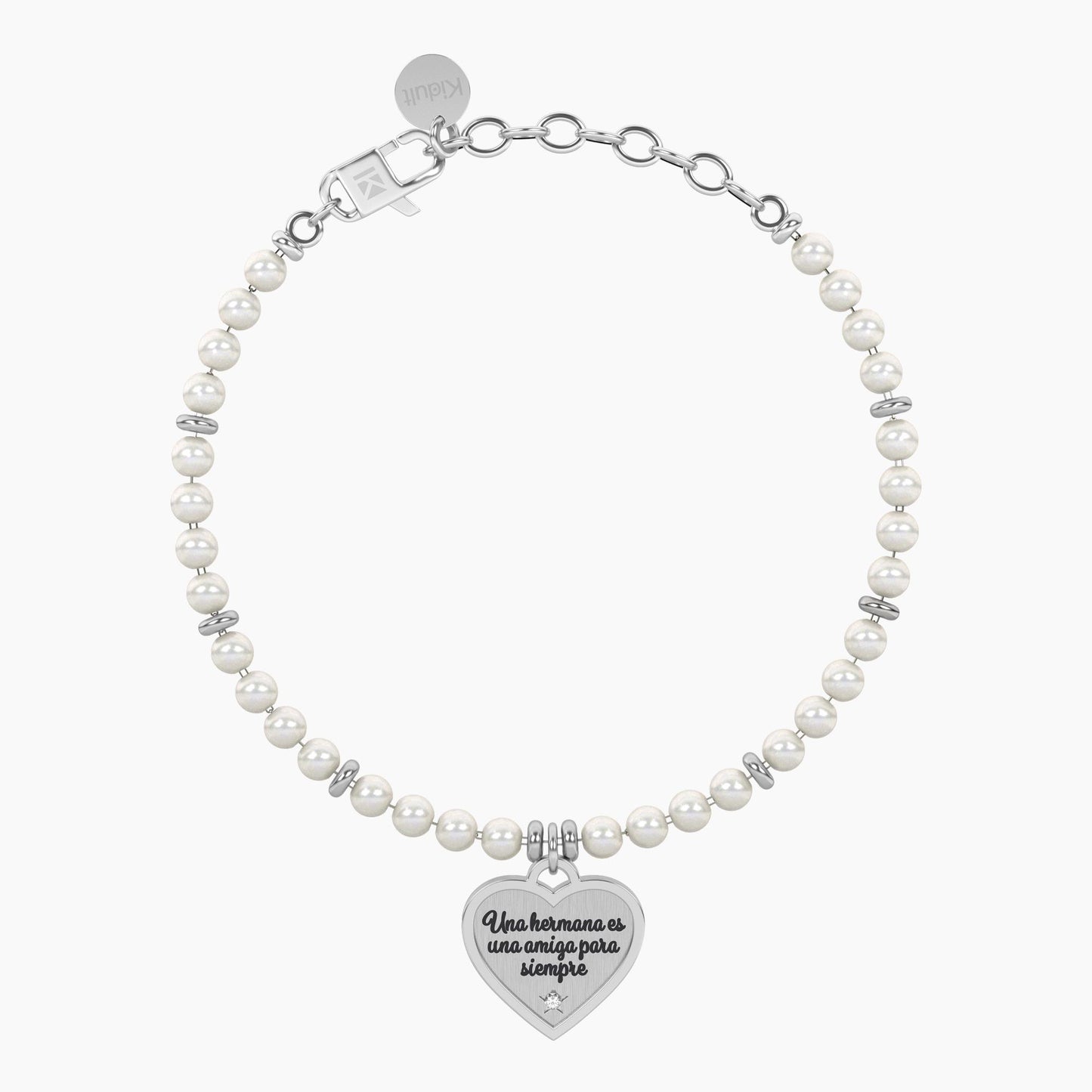 Pulsera perlas con colgante corazón para hermana Corazón | hermana