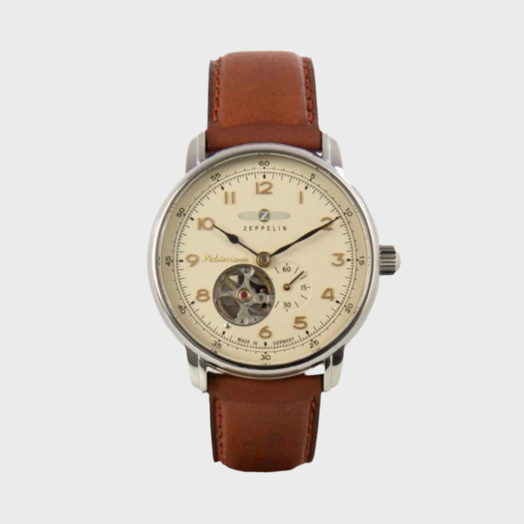 Zeppelin Méditerranée with Open Heart Automatic Watch, Beige, 40 mm, 9666-5