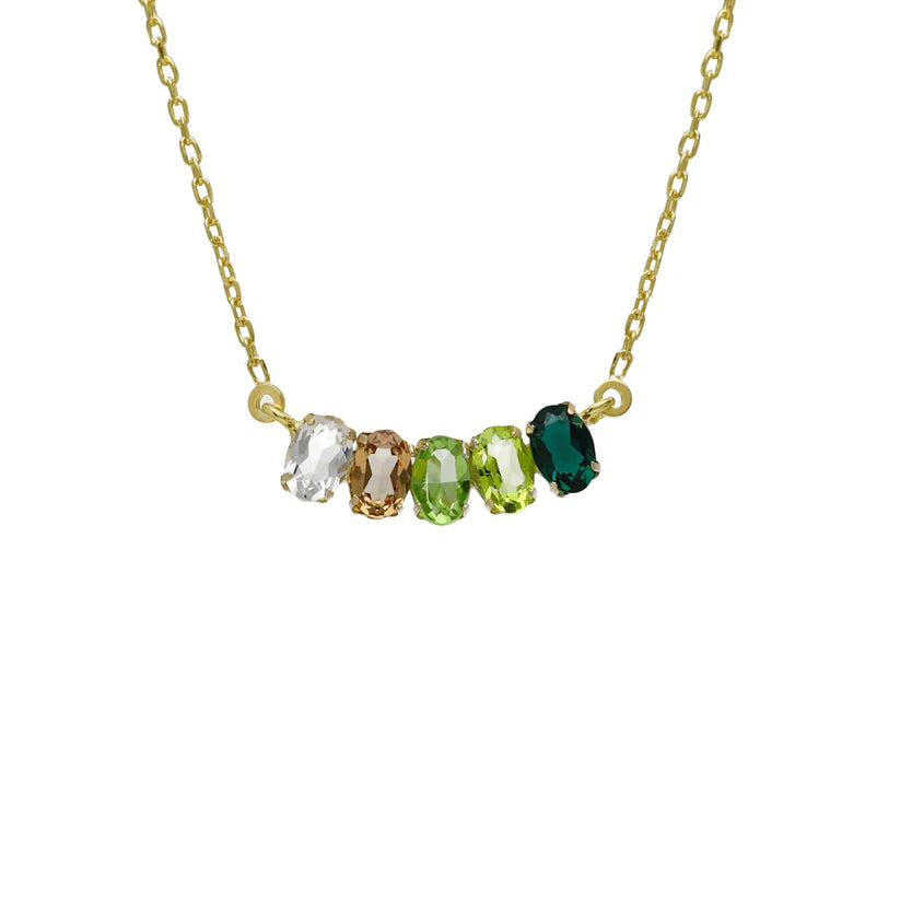 Harmony Short Oval Crystal Necklace in Gold Plated Silver 