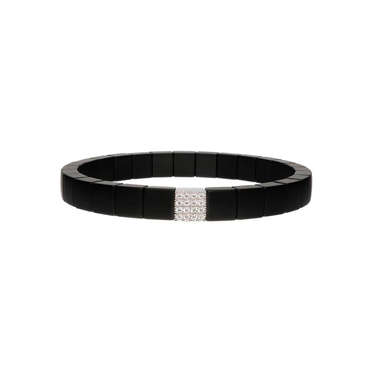 ROBERTO DEMEGLIO WHITE GOLD AND BLACK CERAMIC BRACELET WITH DIAMONDS