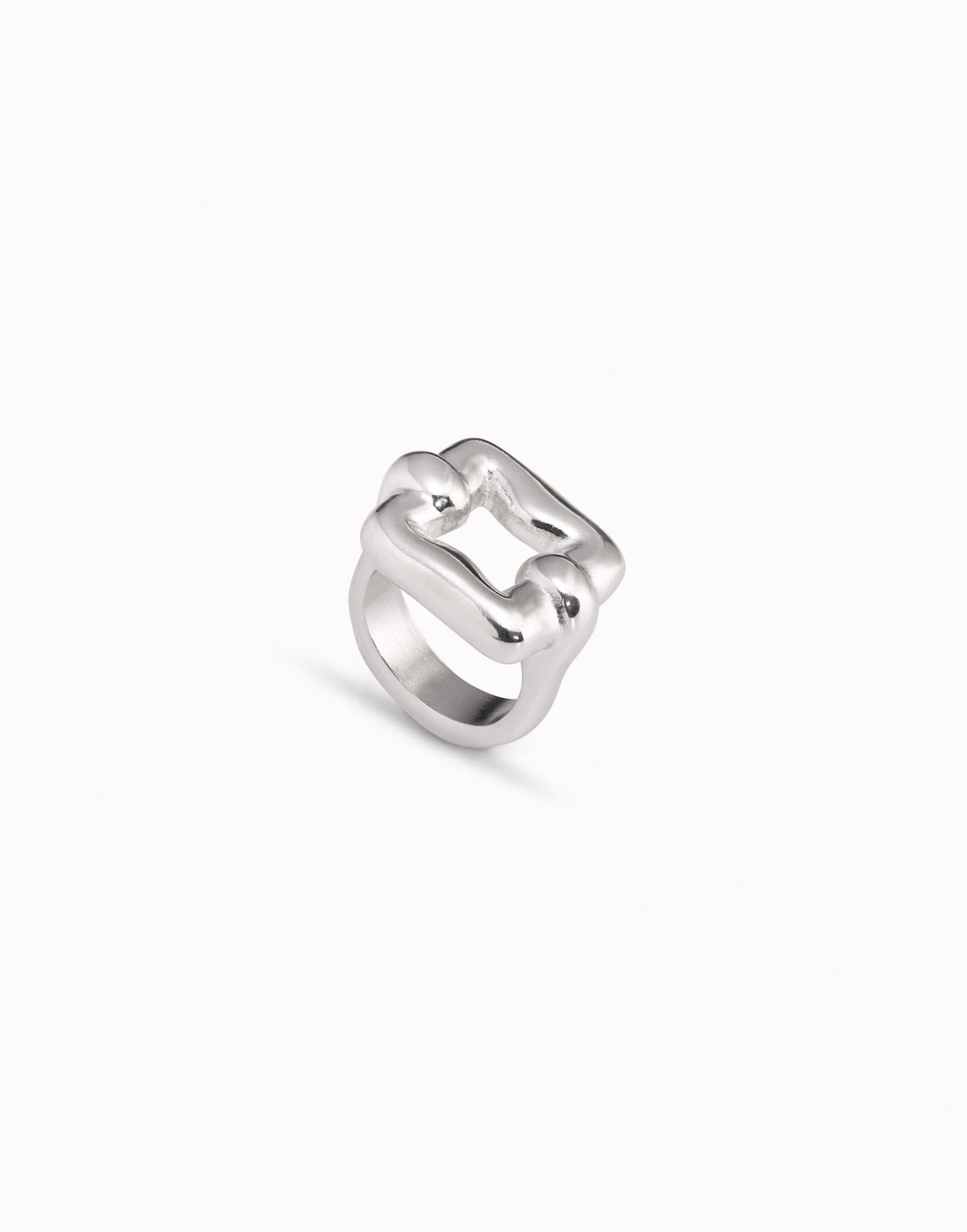 Sterling silver plated square link ring