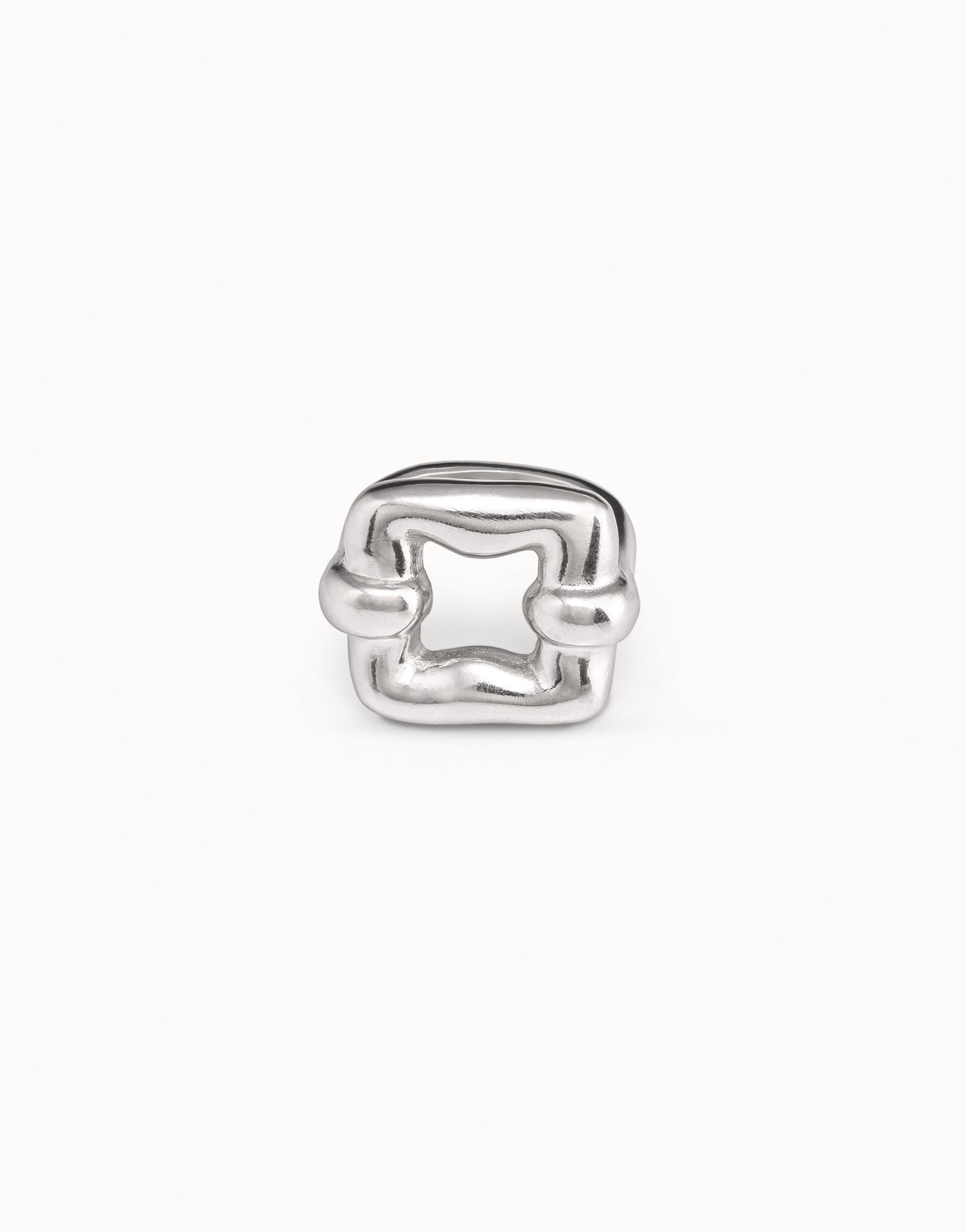 Sterling silver plated square link ring