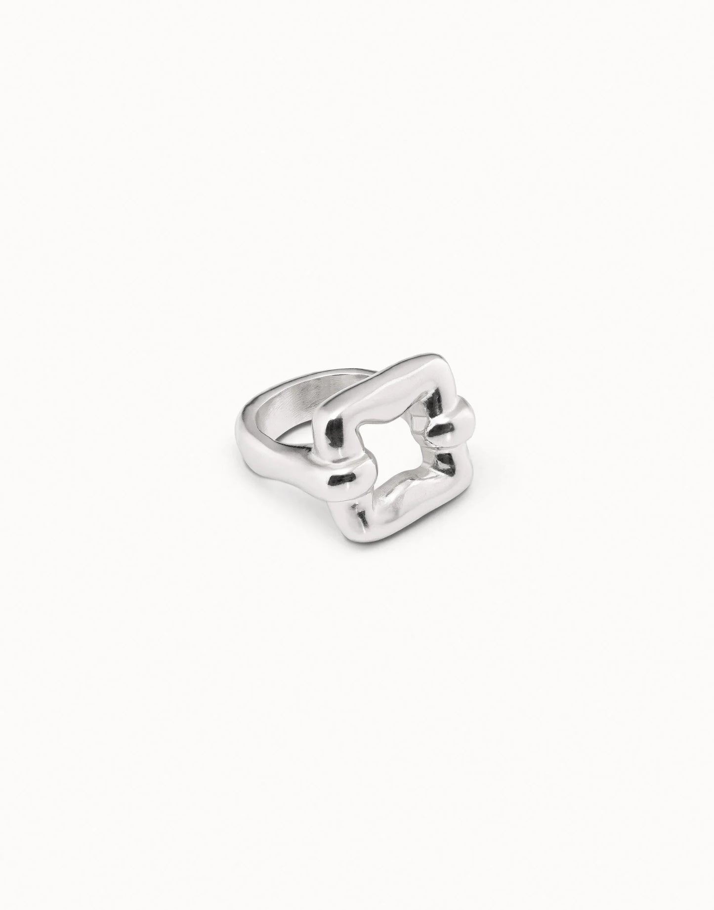 Sterling silver plated square link ring