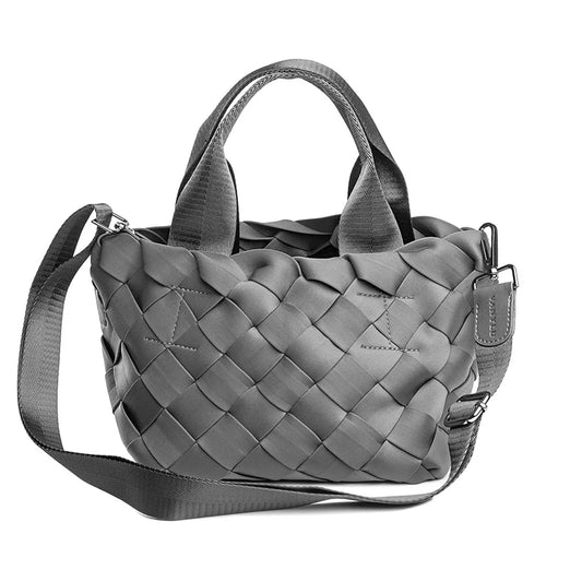 JACKIE. BOLSO DE NEOPRENO TRENZADO GRIS