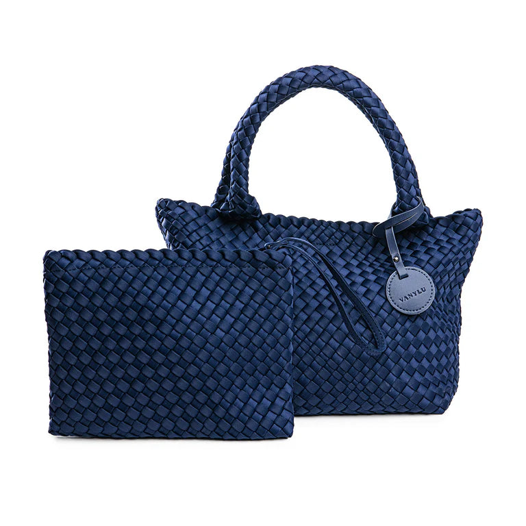 BASIC. NAVY BLUE BRAIDED NEOPRENE BAG