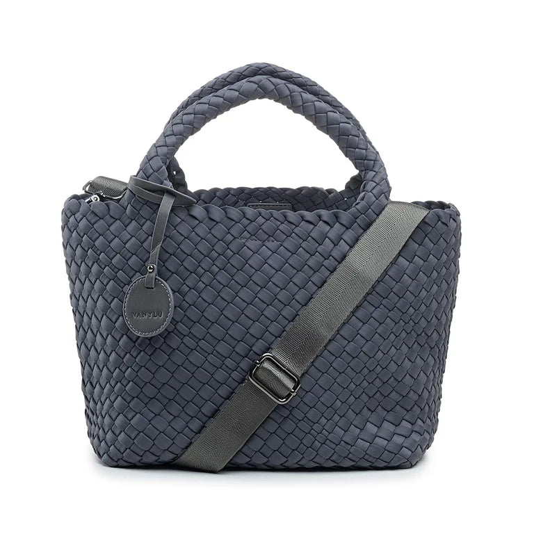 BASIC. LEAD GREY BRAIDED NEOPRENE BAG