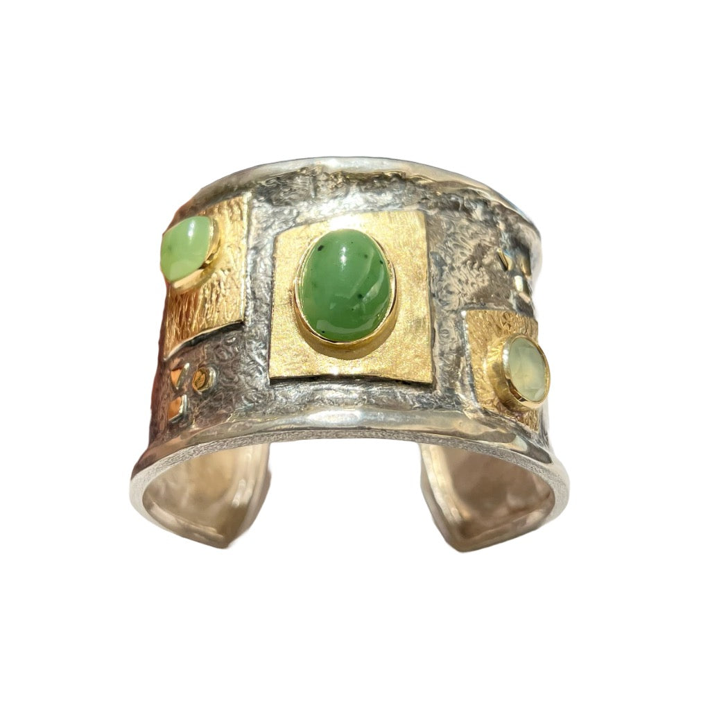 ESCLAVA PLATA Y ORO 18K Y JADE