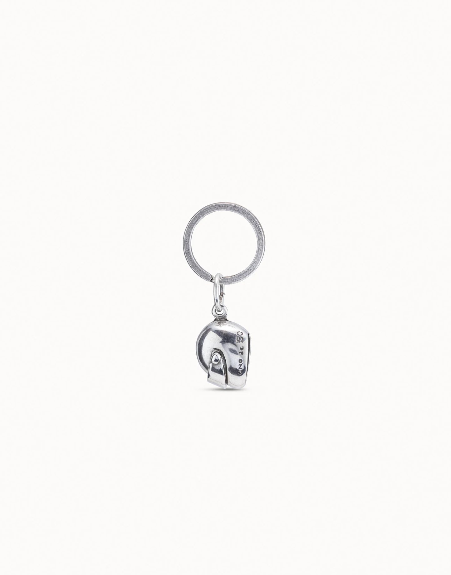 Sterling silver plated helmet keychain