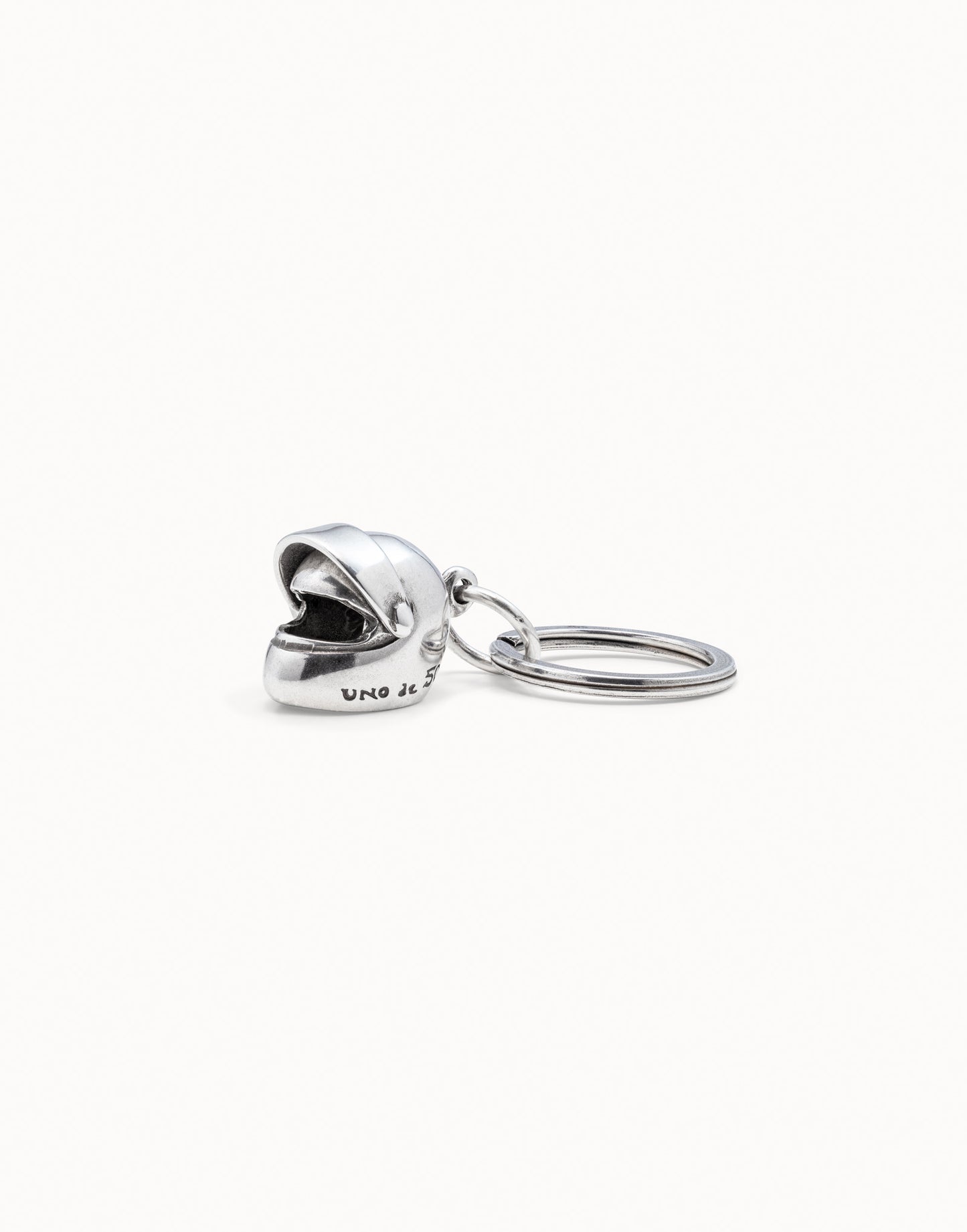 Sterling silver plated helmet keychain