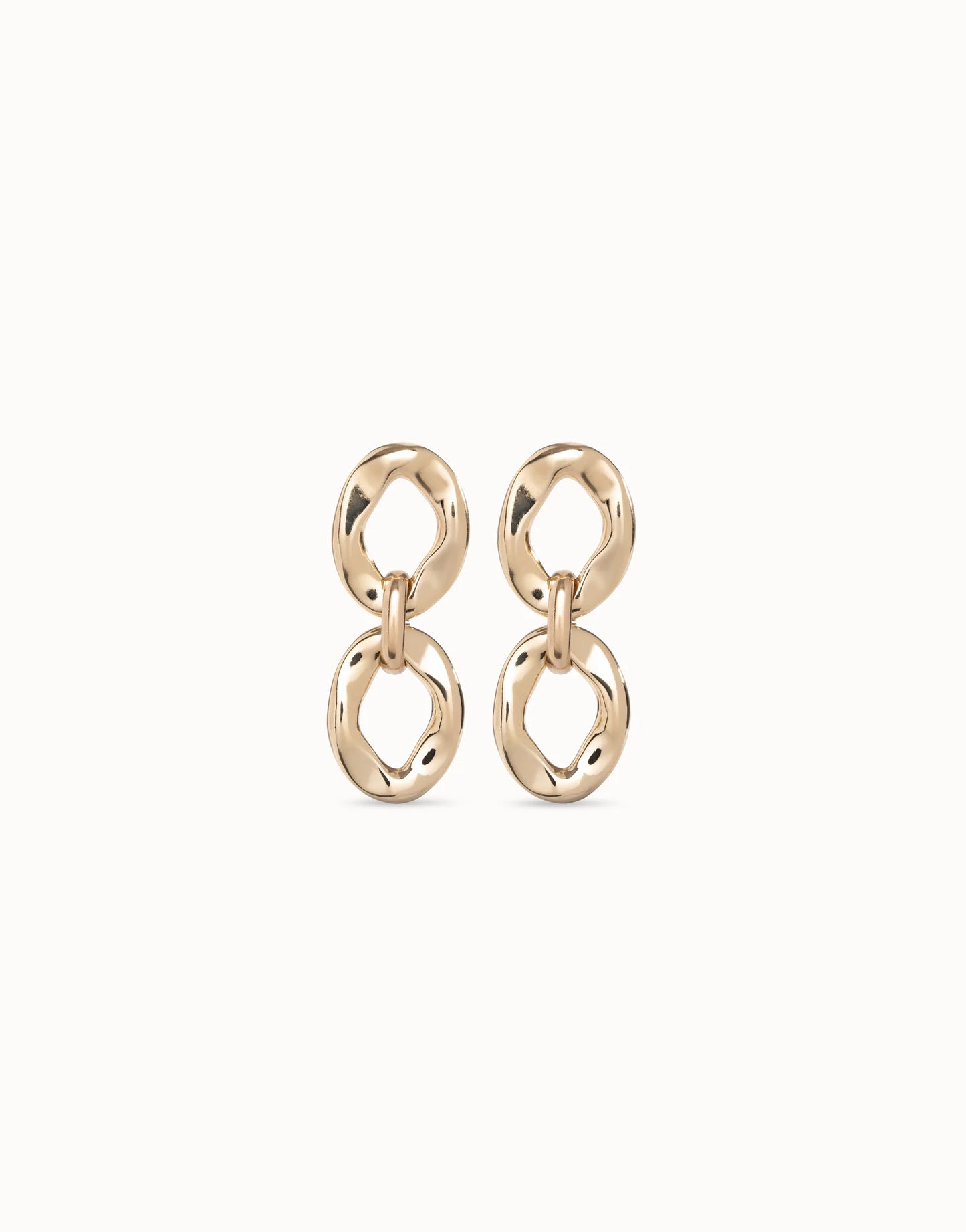 18K gold plated earrings with 2 links joined by a ring