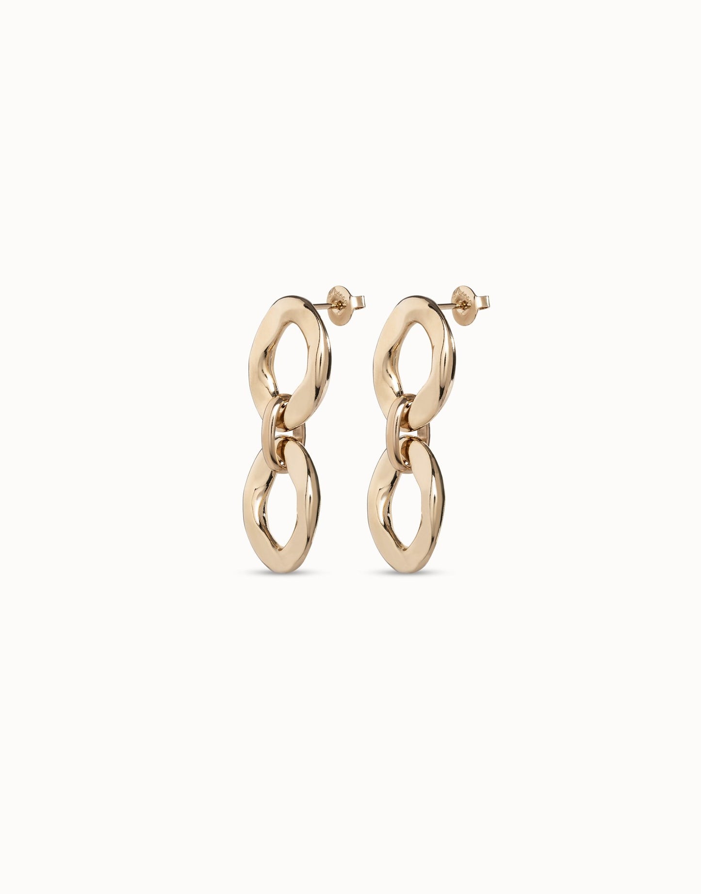 18K gold plated earrings with 2 links joined by a ring