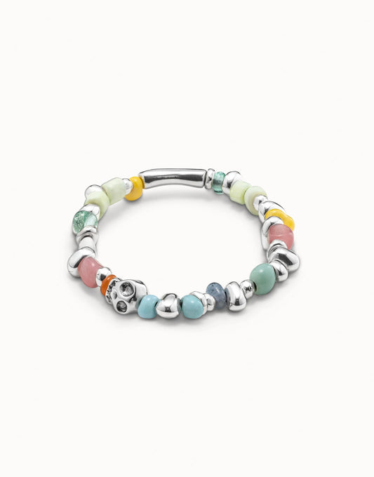 Pulsera elástica bañada en plata de ley y cristales multicolor