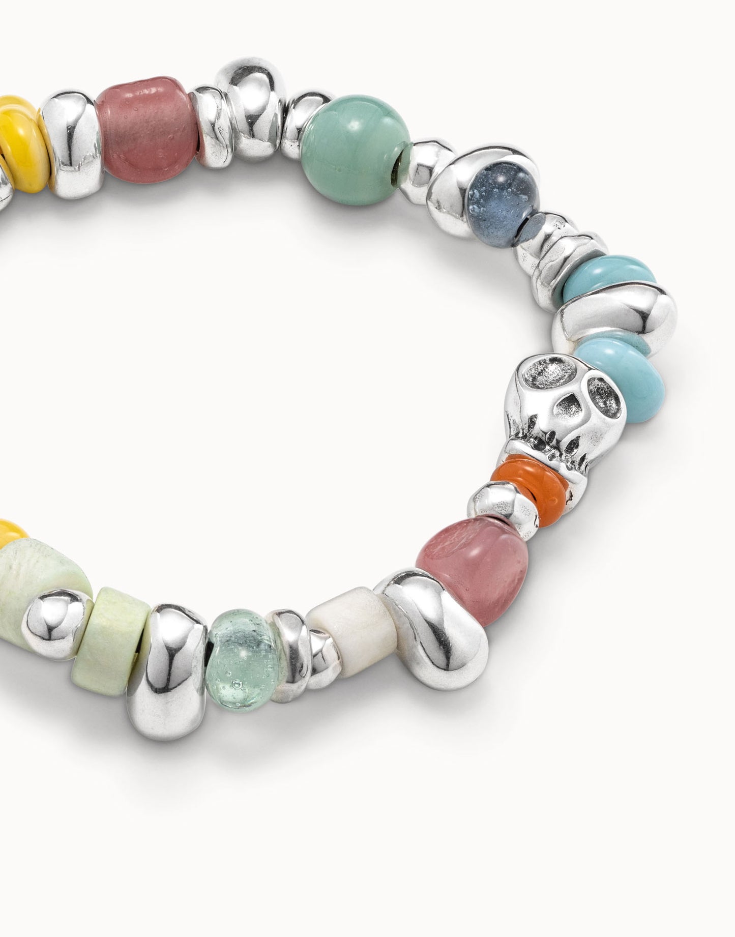 Sterling silver plated elastic bracelet with multicoloured crystals