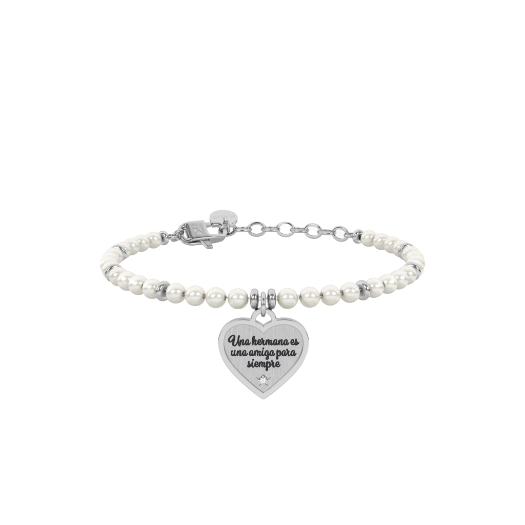 Pulsera perlas con colgante corazón para hermana Corazón | hermana