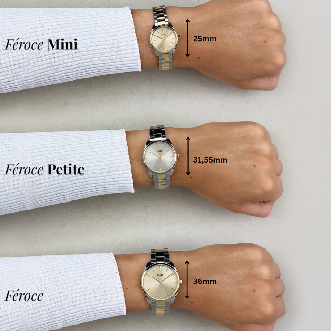 Féroce Steel, White, Rose Gold/Silver Colour