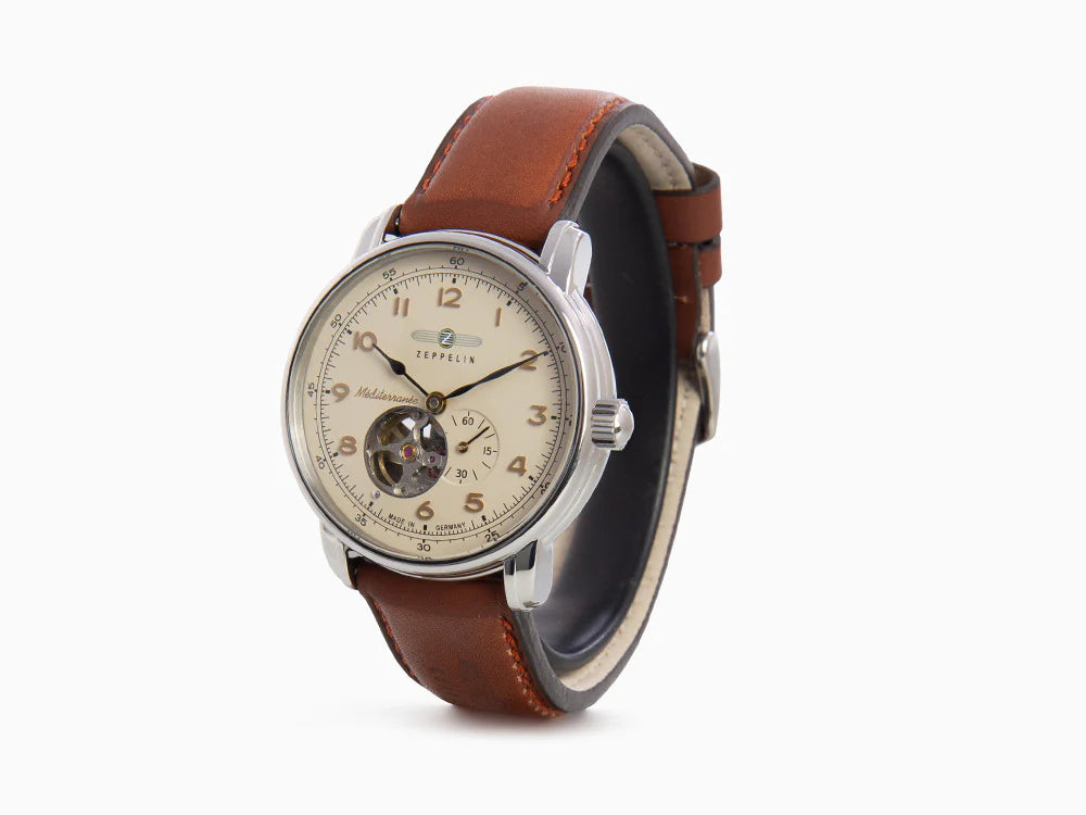 Zeppelin Méditerranée with Open Heart Automatic Watch, Beige, 40 mm, 9666-5