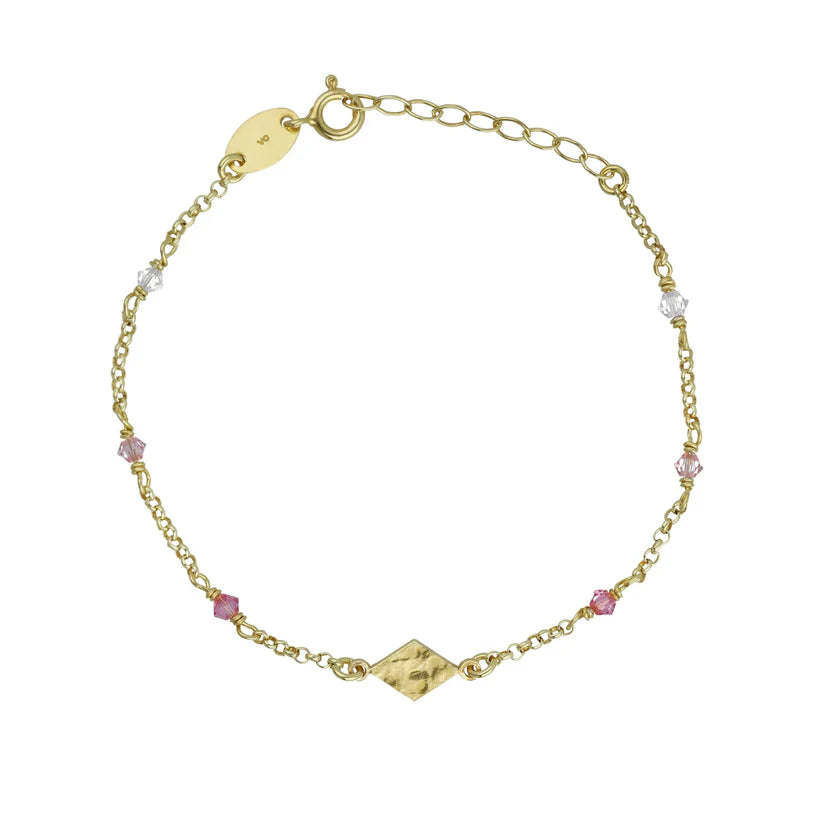 Rectangle crystal bracelet in gold plated silver by Anya