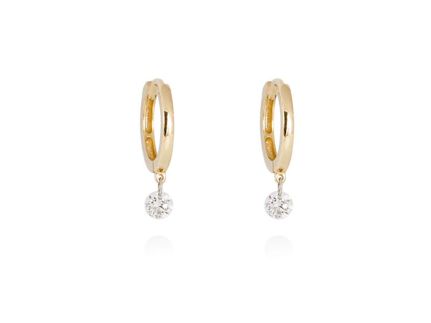 Pendientes ARO en Oro amarillo 18Kt. Y diamantes 0,20 qt.