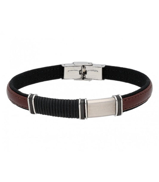 Pulsera acero y piel - 84BA867-M